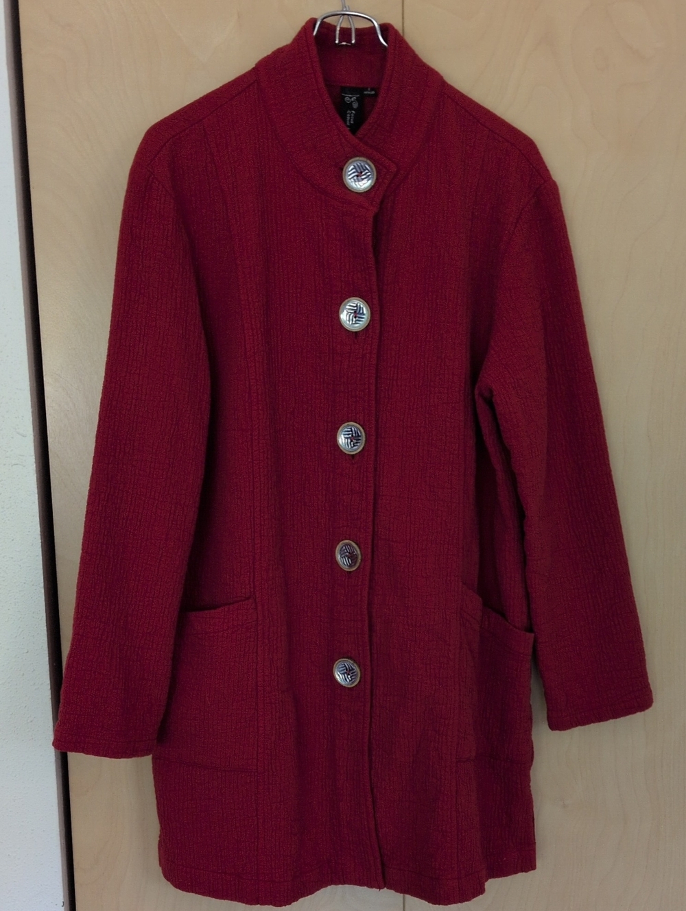 Women’s Red Button-Front Coat FOCUS Casual Life Small